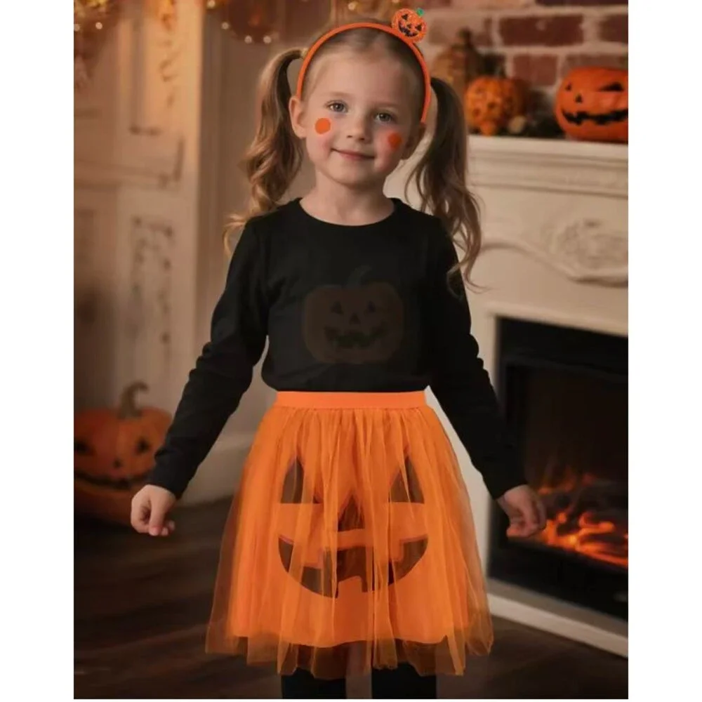 New Halloween Pumpkin or White Ghost Tutu+Headband Set Size XS-XL